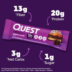 Quest Nutrition Stacks Protein Bars, Brownie a la Mode 12 Count (Pack of 1)