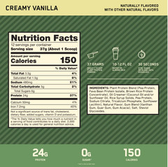 Optimum Nutrition Gold Standard Plant Protein, Creamy Vanilla, 1 lb