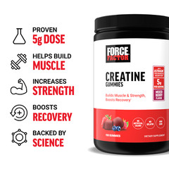 Force Factor Creatine Gummies, Creatine Monohydrate for Muscle Gain, 5g Dose