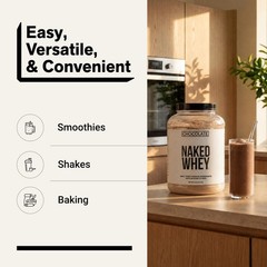 NAKED Whey Protein Supplement Powder, Chocolate, NSF 5 Pound (Pack of 1)