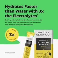 Earth’s Splendor Electrolyte Hydration Powder Drink MIx Lemon Lime 9 Packets New