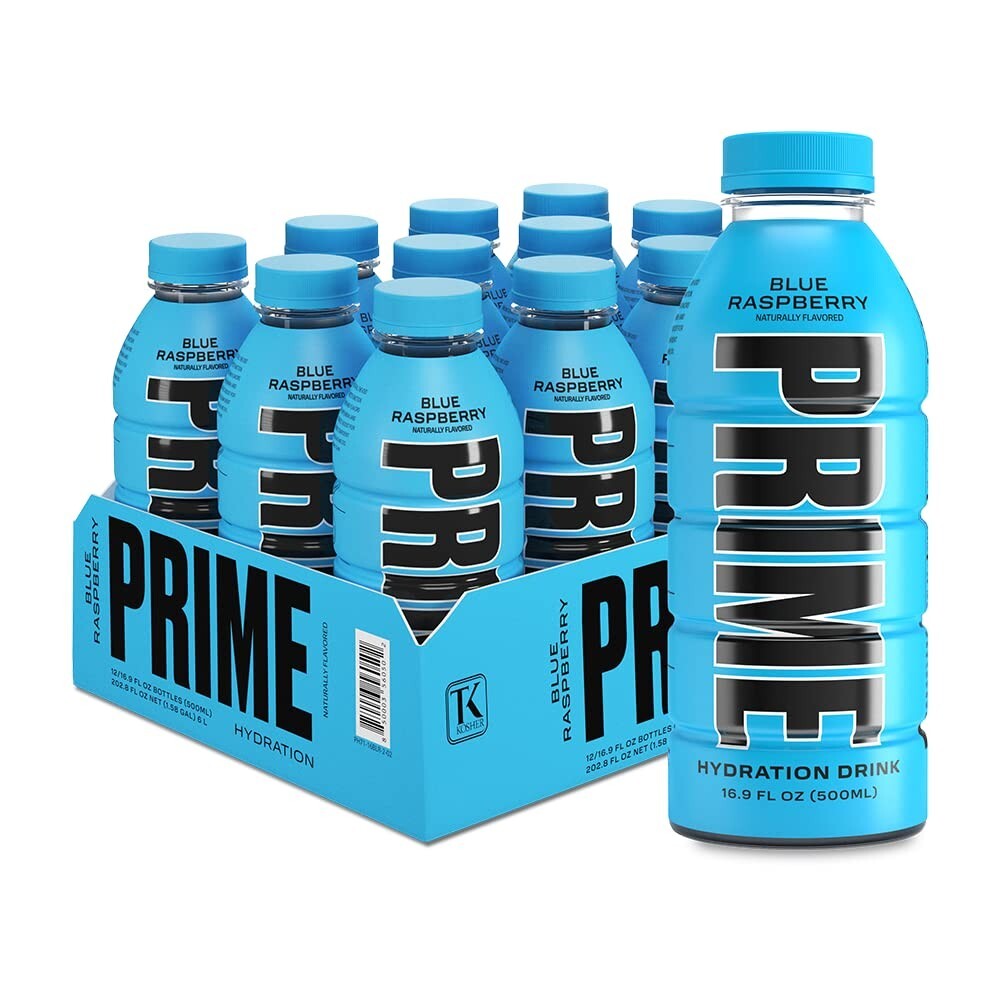 PRIME Hydration – Electrolytes Enhanced Sports Drink – Blue Raz, (12) Bottles
