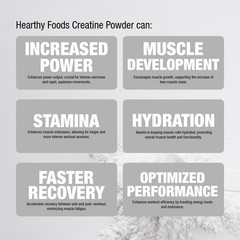 HEARTHY FOODS Creatine Monohydrate Micronized Powder 500G – 100 Servings, 5000mg
