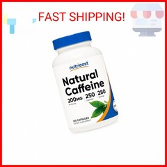 Nutricost Natural Caffeine 200mg, 250 Vegetarian Capsules – Gluten Free, Non-GMO