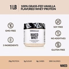 NAKED Vanilla Whey Protein 1Lb, Only 3 Ingredients, All 1 Pound (Pack of 1)