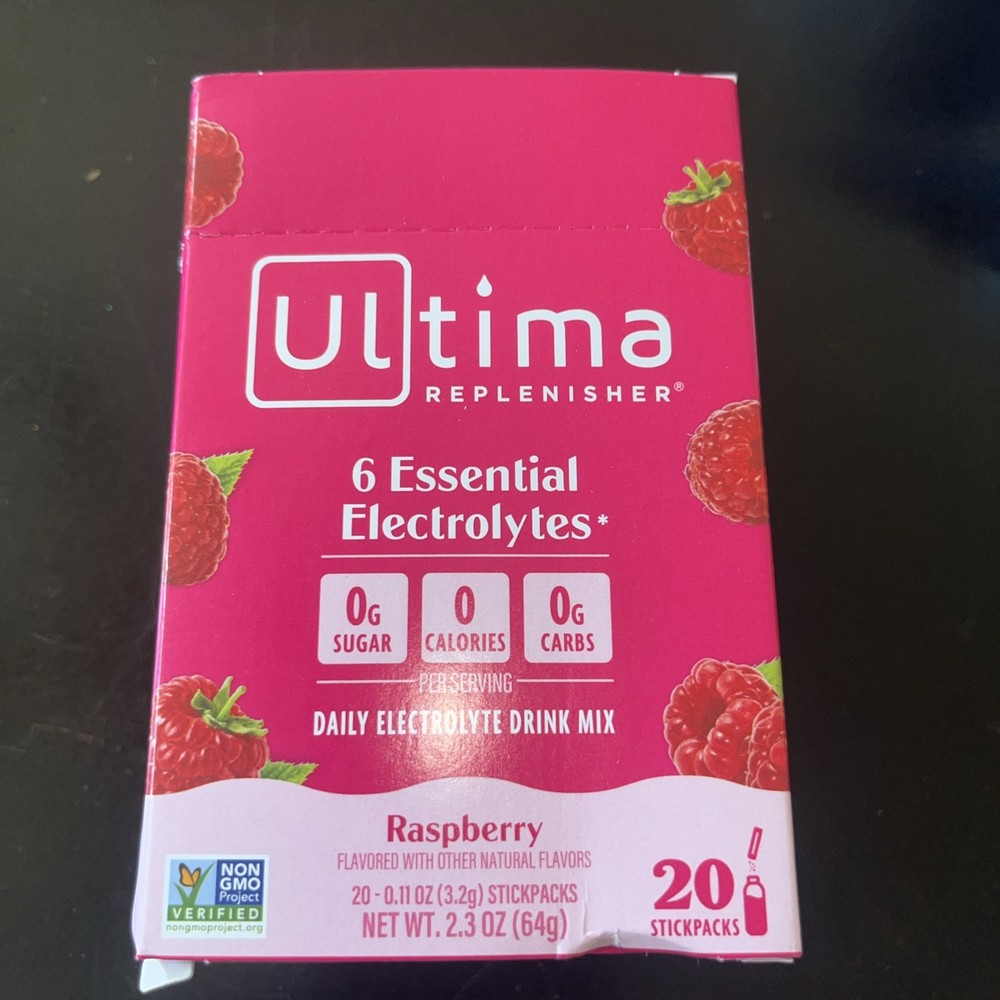 2×20 40 Ultima Replenisher, Electrolyte Hydration Drink Mix, Raspberry Exp 2028