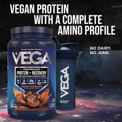 Vega Protein + Recovery, Chocolate – 30G Vegan Protein, Dairy & Gluten Free, Pro