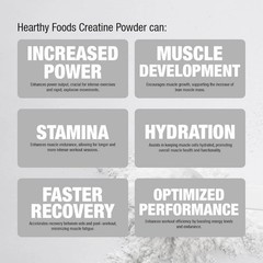 HEARTHY FOODS Creatine Monohydrate Micronized Powder 500G – 100 Servings, 5000mg