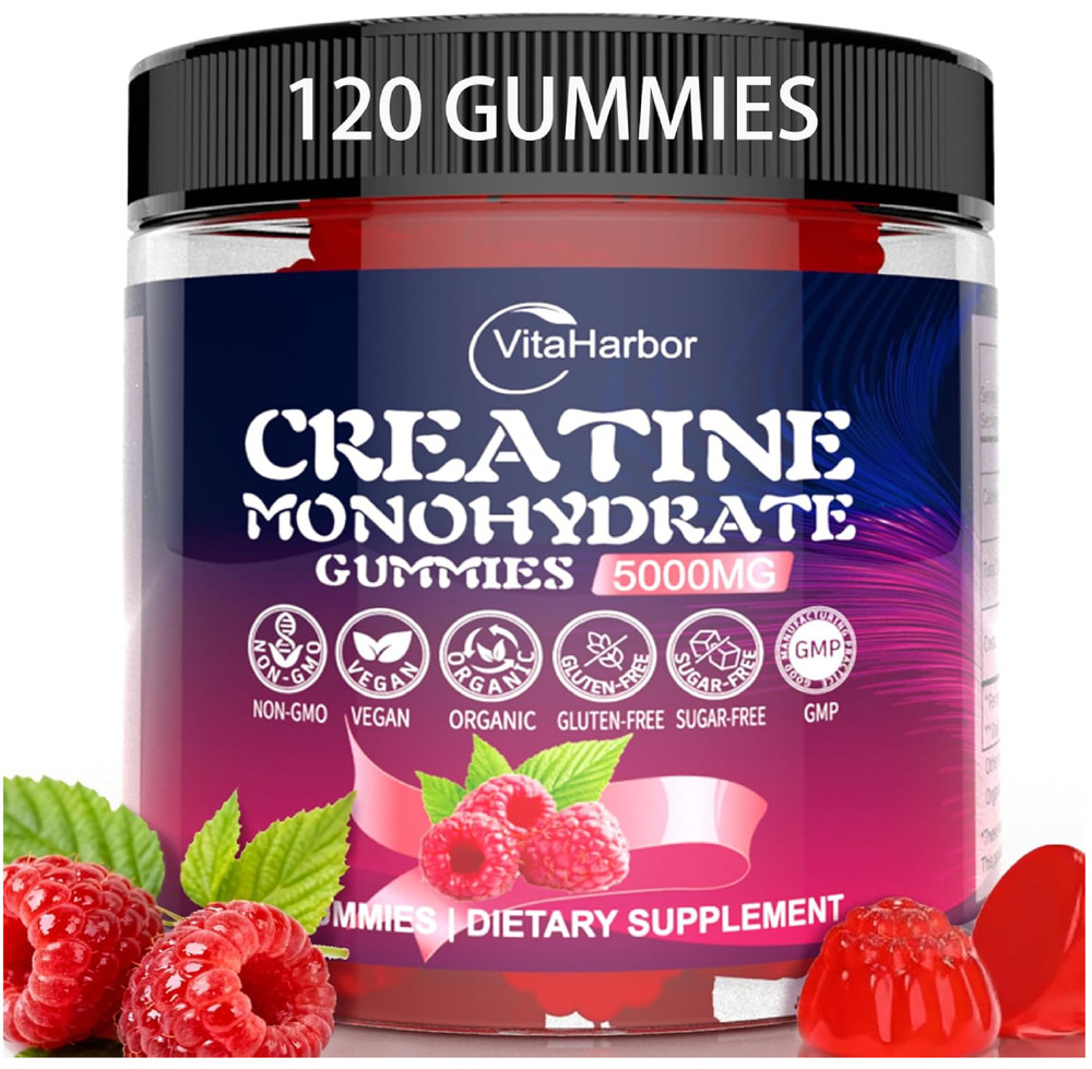 Creatine Monohydrate Gummies 5000mg for Men & Women, Organic Pure Creatine Gummi