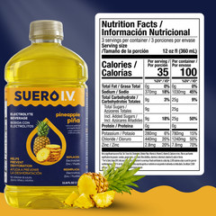 Suero I.V. Electrolyte Drink, Pineapple Flavor 33.8 fl oz – Hydrate (2-Pack)
