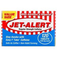 Jet Alert Regular Strength Caffeine 100mg Tablet Restore Mental Alertness 120 Ct