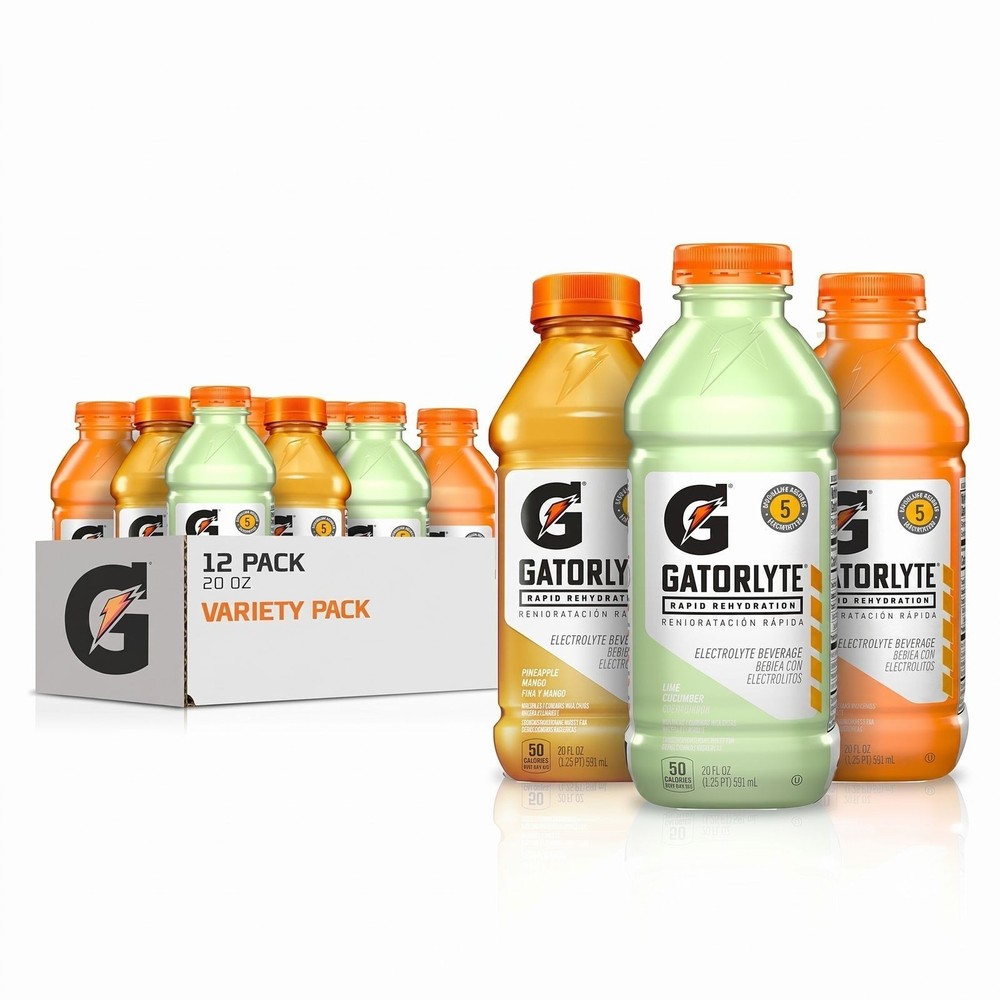 Gatorlyte Electrolyte Drink Variety Pack – 12 Bottles (20 Fl Oz Each)