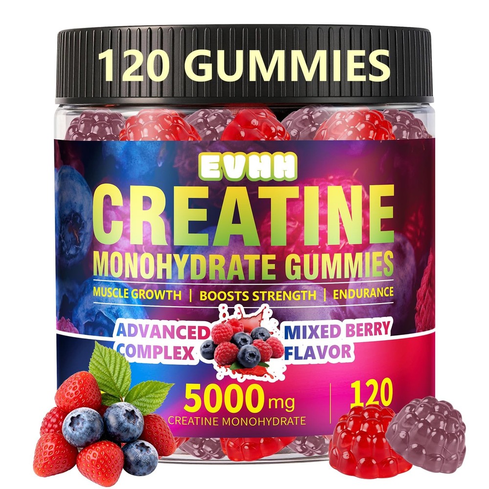 Creatine Monohydrate Gummies 5000mg, Mixed Berry, 120 Count