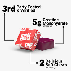 Force Factor Legendary Creatine Chews 5g Monohydrate Muscle Strength 60 Ct