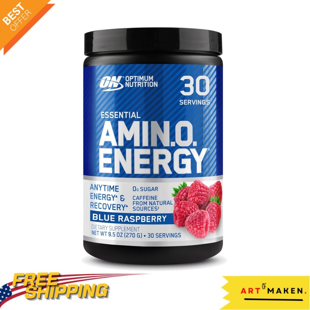 Blue Raspberry Amino Energy Blend with Caffeine – 30 Servings for Anytime Energy