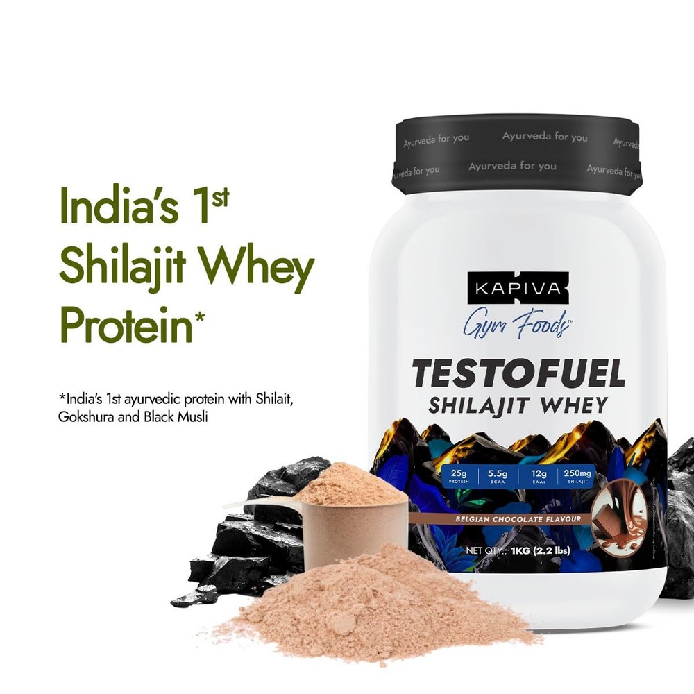 Kapiva Testofuel Shilajit Whey Protein 1Kg/ 2.2lb