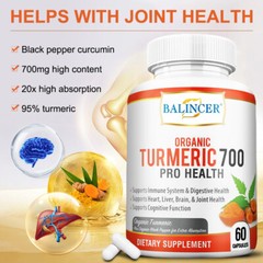 Turmeric Curcumin 700mg Herbal Extract Liver, Brain, Heart, Joint Health