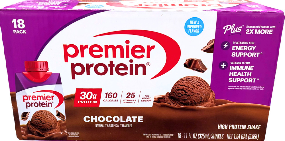 Premier 30g Plus High Protein Shake Chocolate 18 Ct x 11 Fl Oz 10/26 EXP 12/2026