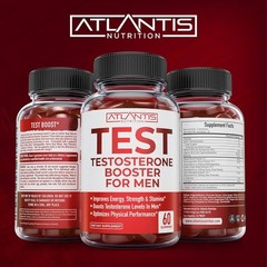 Atlantis Nutrition Testosterone Booster For Men Gummies 60 Count (Pack of 1)