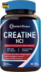 Creatine Hcl Capsules, 750 Mg, Creatine Hydrochloride for Women & Men, Strength