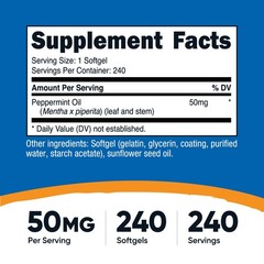 Nutricost Peppermint Oil Softgels (240 SFG) (50 MG) – Gluten Free & GMO Free