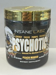 Psychotic Pre Workout Peach Mango 35 Servings Extreme Energy Exp 08/2028