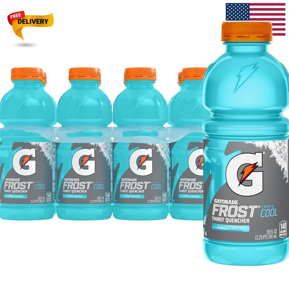 Gatorade Thirst Quencher 20 Fl Oz, Glacier Freeze, Pack of 8 – Hydration Boost