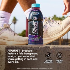GHOST Hydration Drink, Welch’s Grape – RTD Sports 16.9 Fl Oz (Pack of 12)