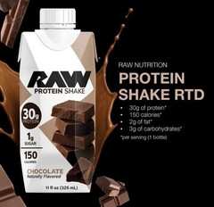 RAW Chocolate Protein Shake 12-Pack Ready-to-Drink, Gluten Free, No Sweeteners