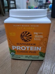 SUNWARRIOR Organic Classic Plus Natural, 13.2 oz Vegan Protein Powder Supplement