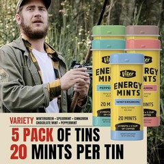 5 Variety Packs (20 in each pack) 40mg Caffeine Energy Mints