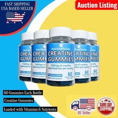 5 x Bottle Lot CREATINE GUMMIES 2500MG Creatine Monohydrate 300 Ct Auction