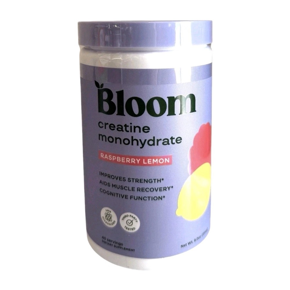 Bloom Nutrition Creatine Monohydrate Powder 9 Oz. Raspberry Lemon 40 Servings
