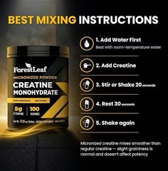ForestLeaf Creatine Monohydrate Powder 500g Micronized 100 Servings EXP 12/2028