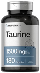 Horbäach Taurine 1500mg | 180 Capsules | Amino Acid 180 Count (Pack of 1)