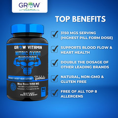 Nitric Oxide Booster Supplement – L-Arginine, L-Citrulline 3150MG – 90 Capsules