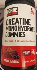 Force Factor Creatine Monohydrate Gummies, Mixed Berry, 150 Count, Exp 08/2027