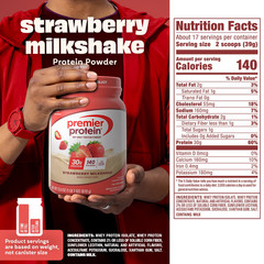Premier Protein 100% Whey Protein Powder, Strawberry Milkshake, 30g Protein, 23.