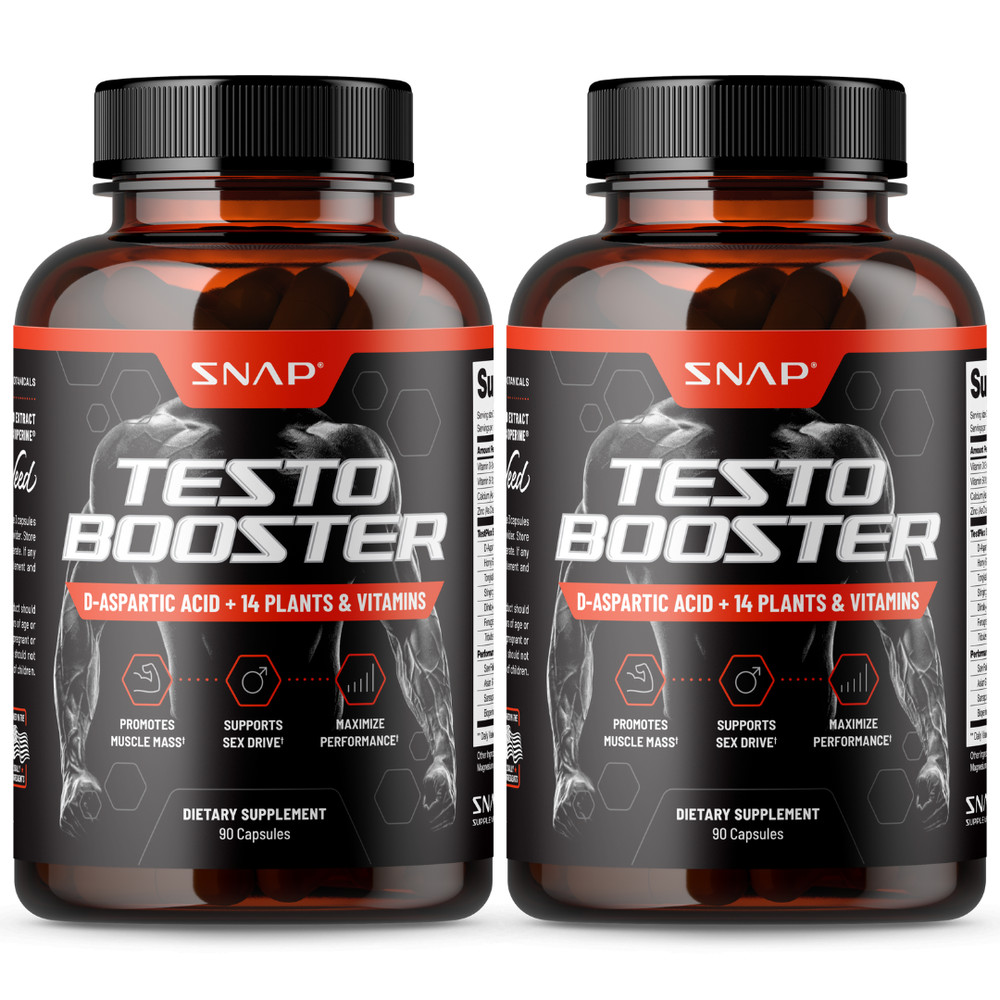 Snap Testo Booster – Muscle Growth, Energy, Libido Capsules 90ct – 2 Pack