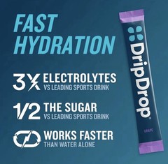 DripDrop Juicy Variety Pack ElectrolytePowder,fast Hydration,16 Sticks Exp 03/28