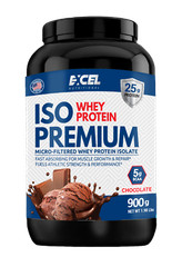 Excel Protein 94% of Isolate Whey per serving , 400mg BCAA 2:1:1 Ratio.