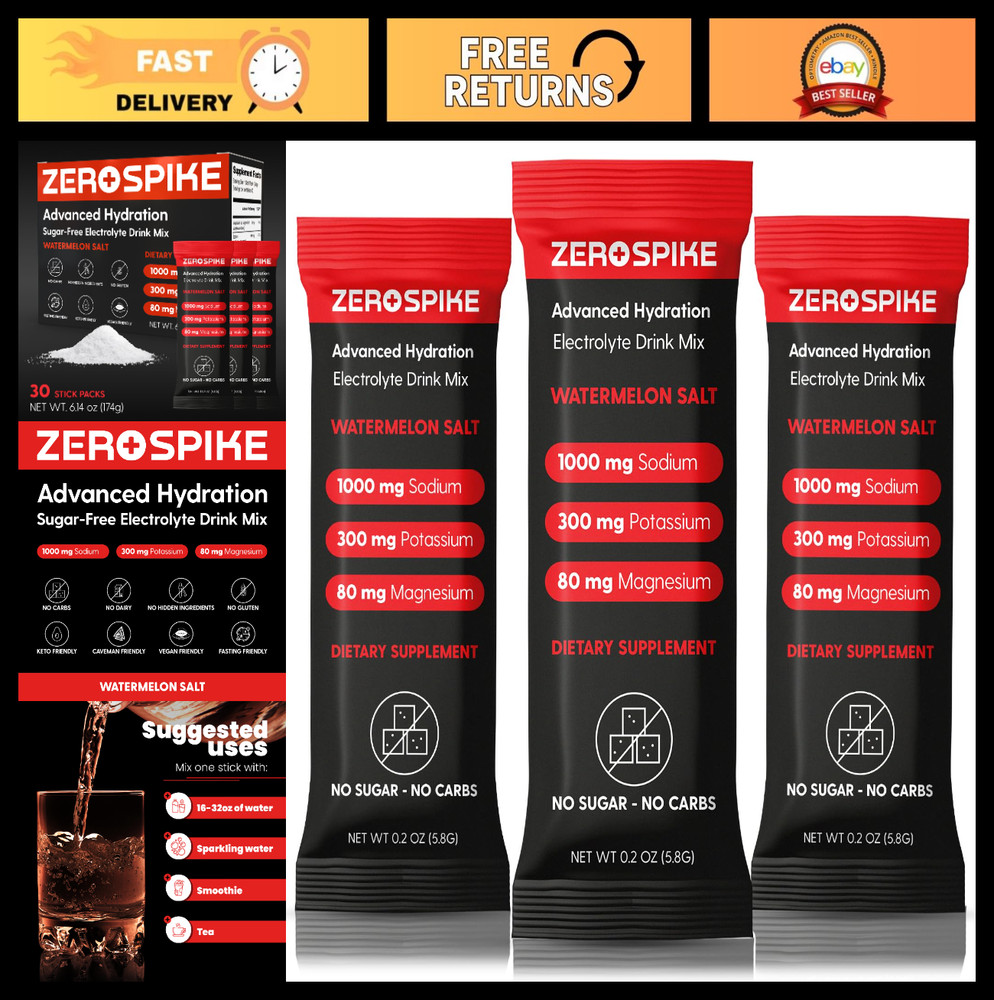 Keto Electrolyte Powder Packets | No Sugar Hydration Drink Mix | 30 Sticks, Wate