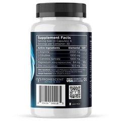 VitaFLUX Nitric Oxide Booster Supplement L-Arginine L-Citrulline 180 Capsules