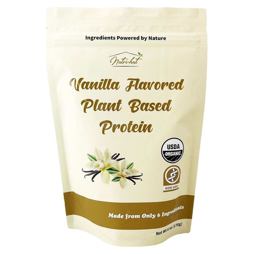 Nutri-hut Plant Based Organic Protein Powder – 6 oz- 3 Flavors To Choose From