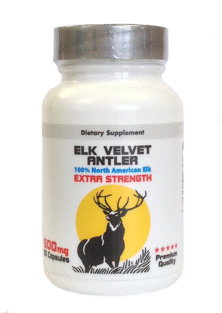 Elk Velvet Antler 500mg (60 Capsules) Increase Muscle Strength, Energy