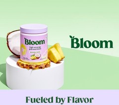 Bloom HIGH ENERGY PRE-WORKOUT 7 oz Size (30 Ser) Sour Peach Rings BEST BY 8/26