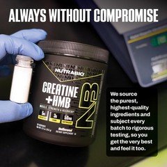 NutraBio Creatine + HMB- Monohydrate 8.5 Ounce (Pack of 1), No Color