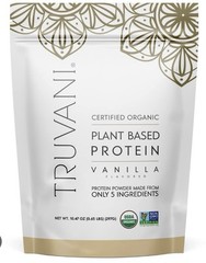 Truvani Certified Organic Plant Based Protein Vanilla Flavored Soy Free 10.47 Oz
