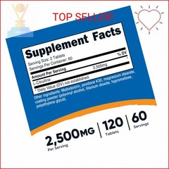 Nutricost L-Citrulline 2500mg Per Serving, 60 Servings, 1250mg Per Tablet, 120 T