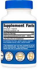 Nutricost Tudca 250mg, 30 Capsules 30 Count (Pack of 1), Multicolor